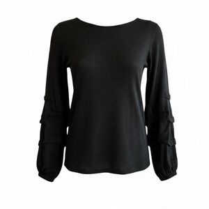 MOTH Anthropologie Black Ruffle Sleeve Long Sleeve Top Size S